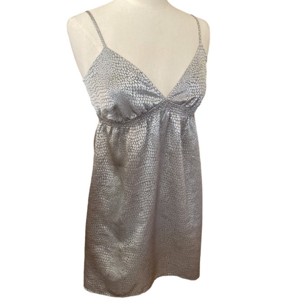 Express Y2K Babydoll Slip Dress Metallic Animal Print Party Sexy Coquette Mini-S